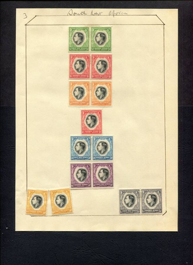 SWA - 15 Stamps Mounted (Hinged) on Old Stock Page