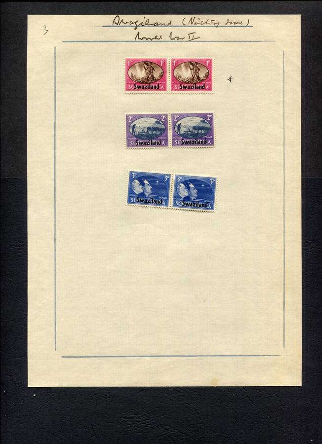 Swaziland - 6 Stamps Mounted (Hinged) on Old Stock Page -1d  `Barbed Wire` Variety