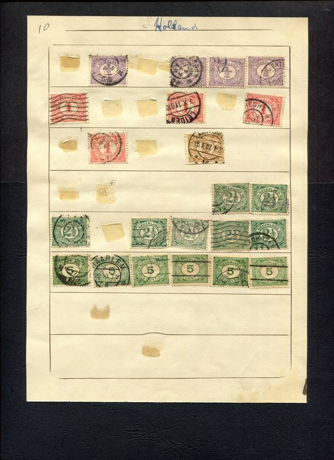 Netherlands - 22 Stamps Mounted (Hinged) on Old Album Page