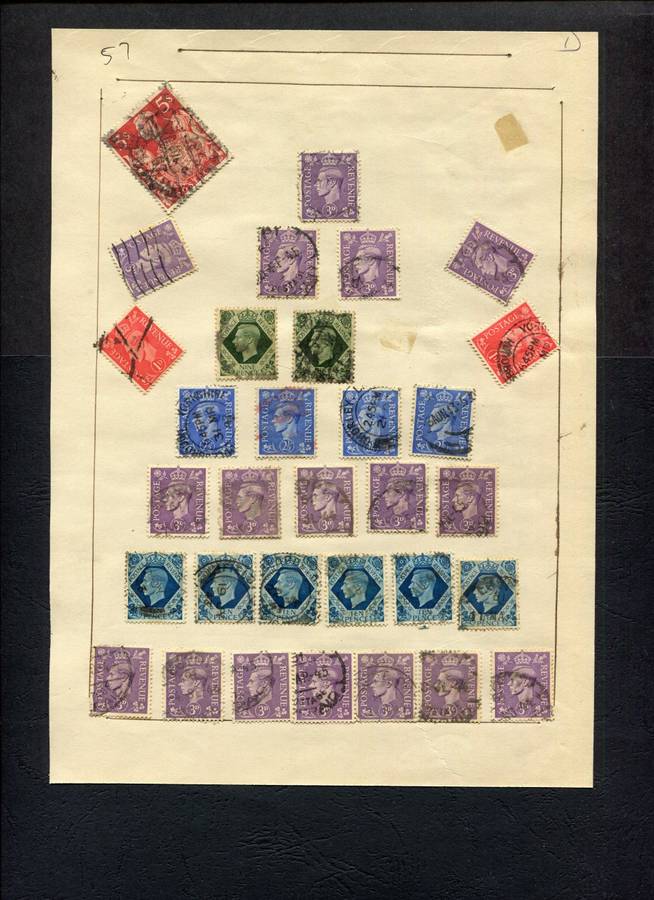 Great Britain - 32 Stamps Mounted (Hinged) on Old Album Page