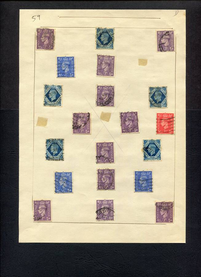 Great Britain - 20 Stamps Mounted (Hinged) on Old Album Page