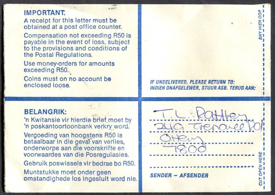 RSA - Cover Registered At Kenwyn Post Office