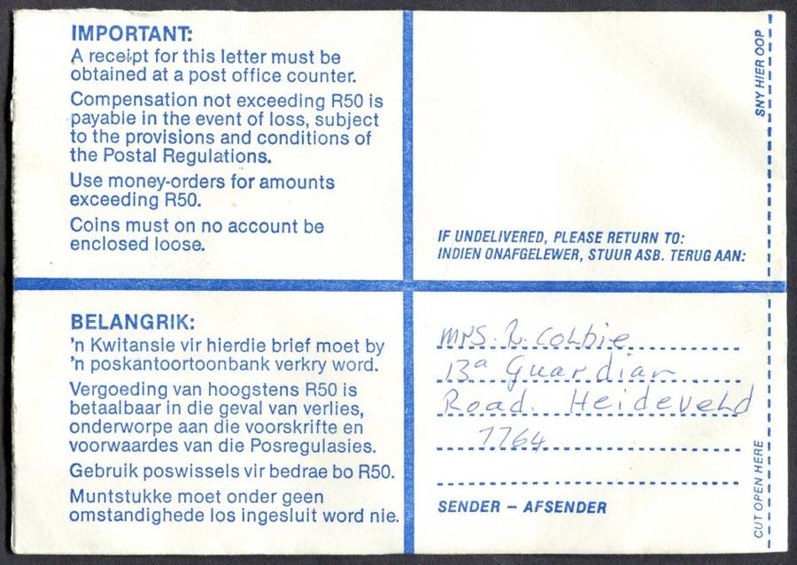 RSA - Cover Registered At Surwell Post Office