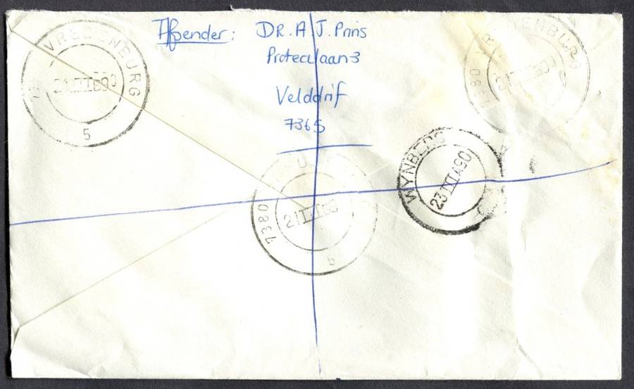 RSA - Cover Registered At Vredenburg Post Office
