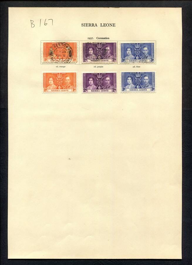 Sierra Leone - 6 Stamps Mounted (Hinged) on Old Album Page