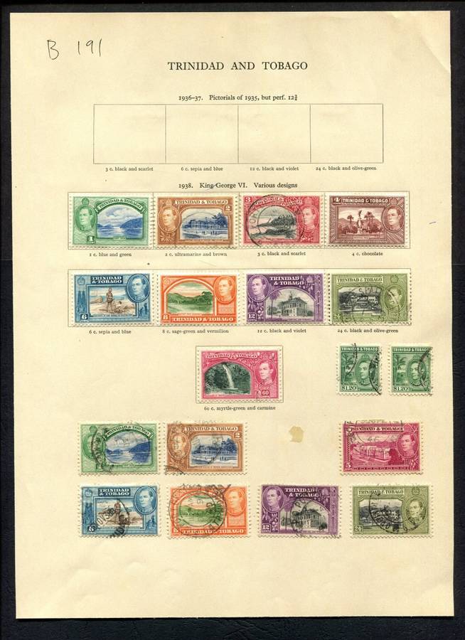 Trinidad and Tobago - 18 Stamps Mounted (Hinged) on Old Album Page