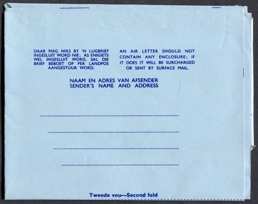 RSA -  Postal Stationary - Aerogram With Fosfor Around "Stamp"