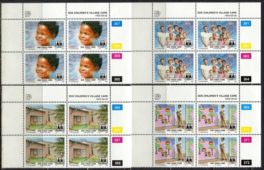 Namibia - Set of 4 Control Blocks of 4 - 1993 - MNH