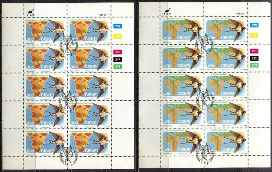 Ciskei - Birds - Set of 4 Full sheets of 10 - 1984 - Used(CTO)