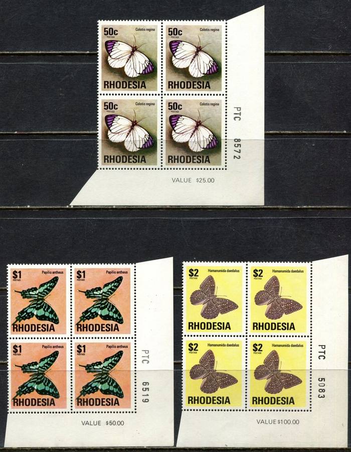Rhodesia - 13 PTC Blocks of 4  - White Gum - 1976 - MNH