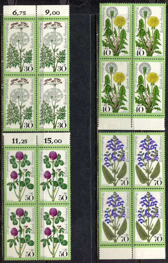 Germany/Federal - Flowers - Set of 4 Blocks Of 4  - 1977 - MNH