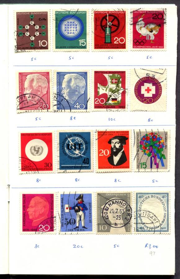 Germany/Federal - 191 Stamps Mounted (Hinged) In 12 Page Approval Book