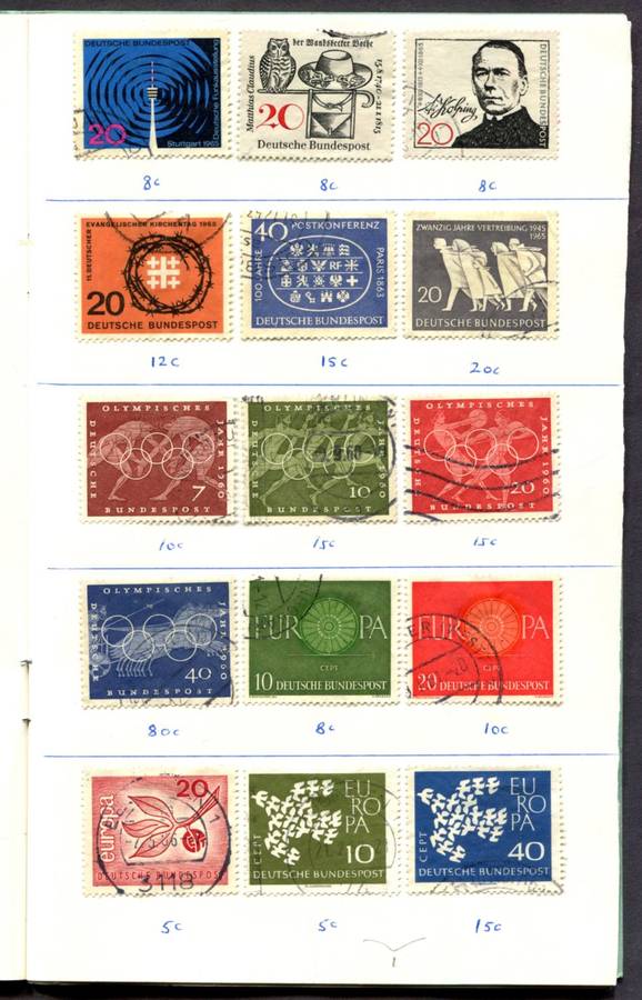 Germany/Federal - 191 Stamps Mounted (Hinged) In 12 Page Approval Book