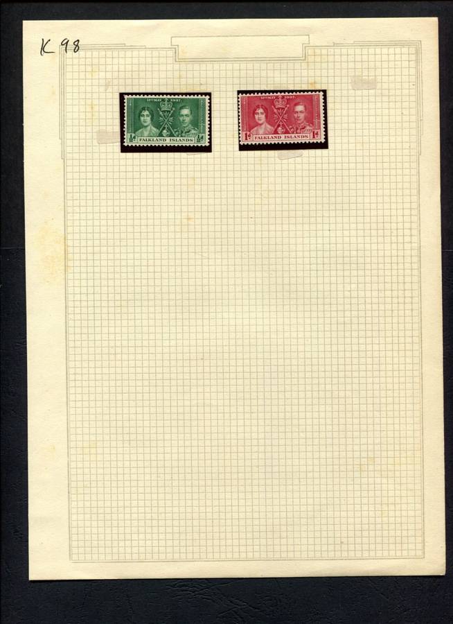 Falkland Islands - 2 Stamps Mounted (Hinged) On Album Page