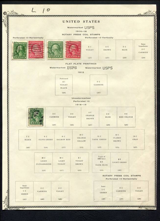 USA - 5 Stamps Mounted (Hinged) On Album Page