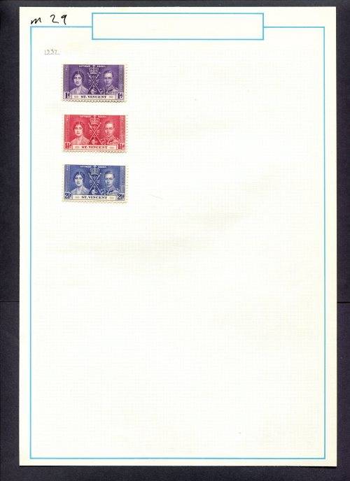 St. Vincent - 3 Stamps Mounted (Hinged) on Old Album Page