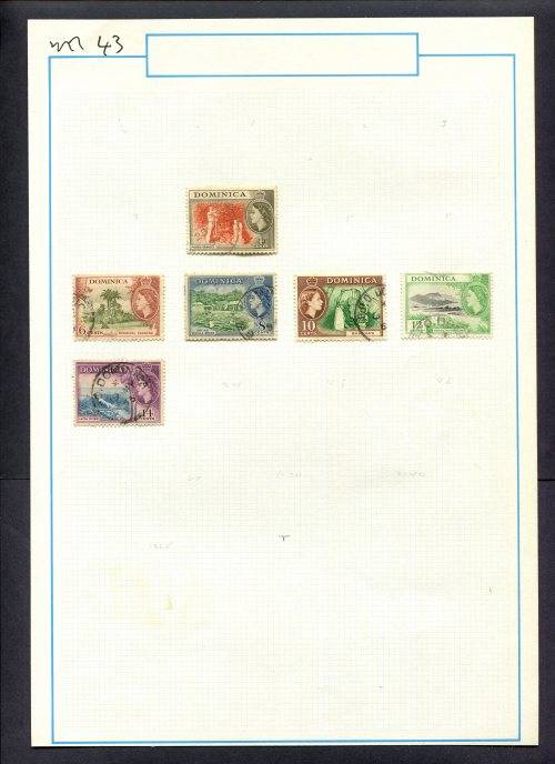 Dominica - 6 Stamps Mounted (Hinged) on Old Album Page