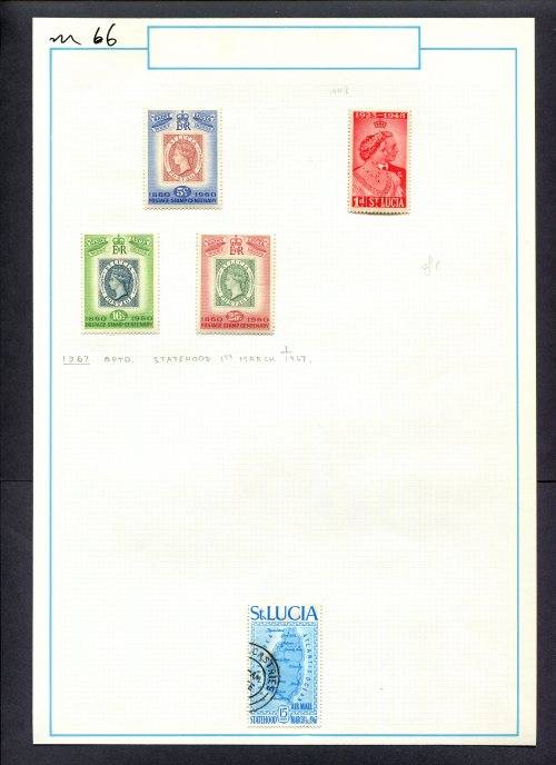 St. Lucia - 5 Stamps Mounted (Hinged) on Old Album Page