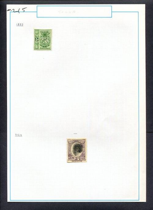 Tonga - 2 Stamps Mounted (Hinged) On Old Album Page