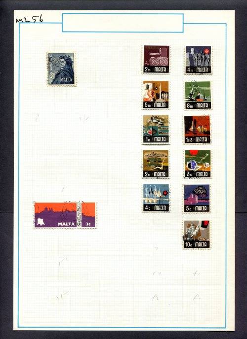 Malta - 13 Stamps Mounted (Hinged) On Old Album Page