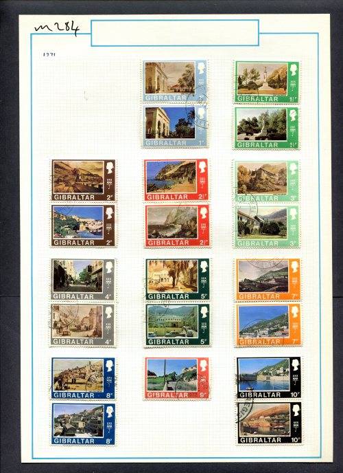 Gibraltar - 21 Stamps Mounted (Hinged) On Old Album Page