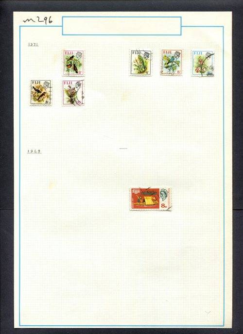 Fiji - 7 Stamps Mounted (Hinged) On Old Album Page