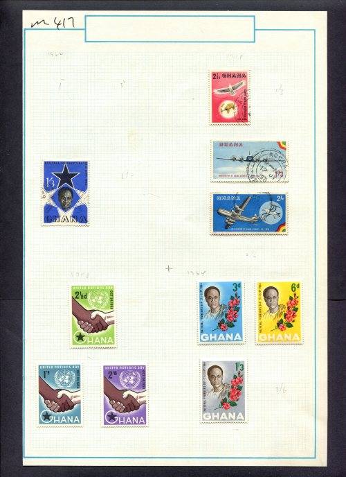 Ghana - 10 Stamps Mounted (Hinged) On Old Album Page