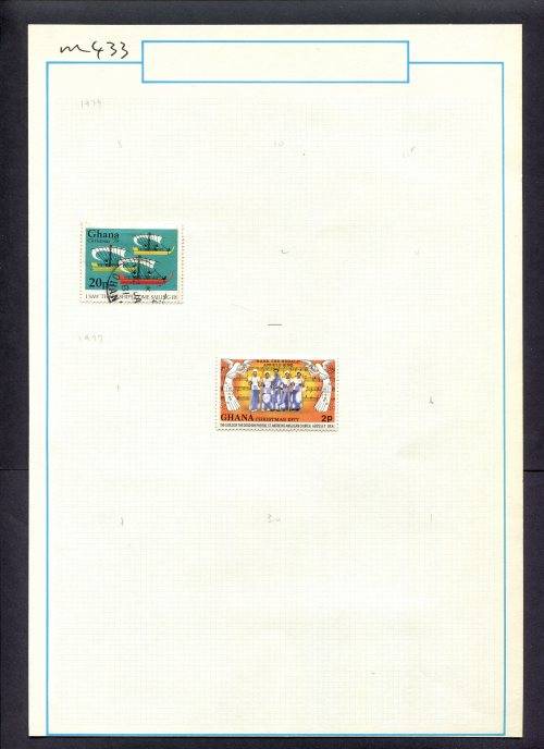 Ghana - 2 Stamps Mounted (Hinged) On Old Album Page