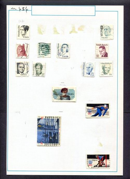 USA - 15 Stamps Mounted (Hinged) On Old Album Page