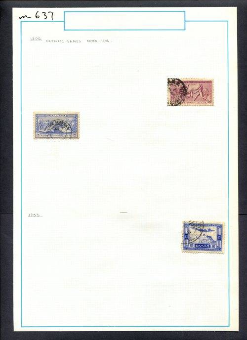 Greece - 3 Stamps Mounted (Hinged) On Old Album Page