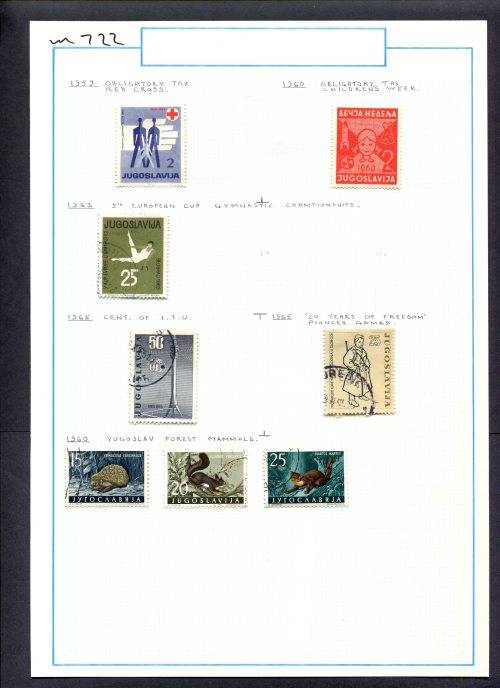 Yugoslavia - 8 Stamps Mounted (Hinged) On Old Album Page