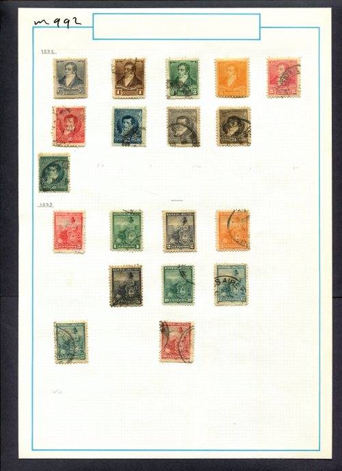 Argentina - 19 Stamps Mounted (Hinged) On Old Album Page