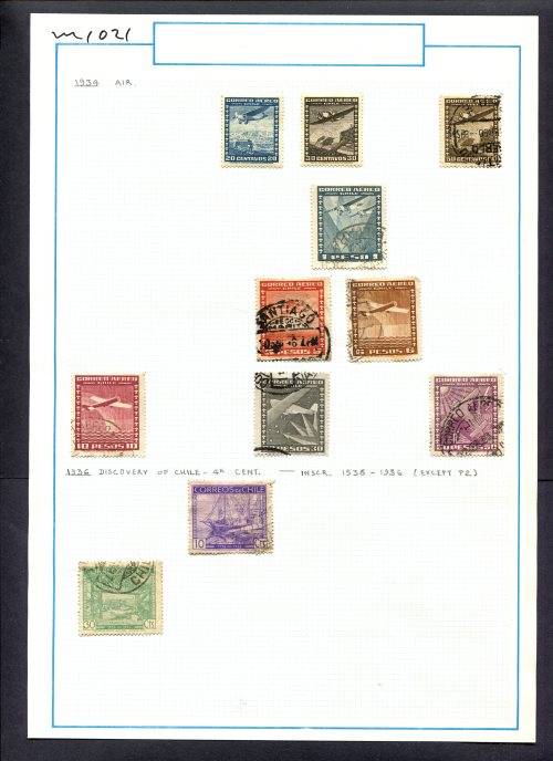 Chile - 11 Stamps Mounted On Old Album Page