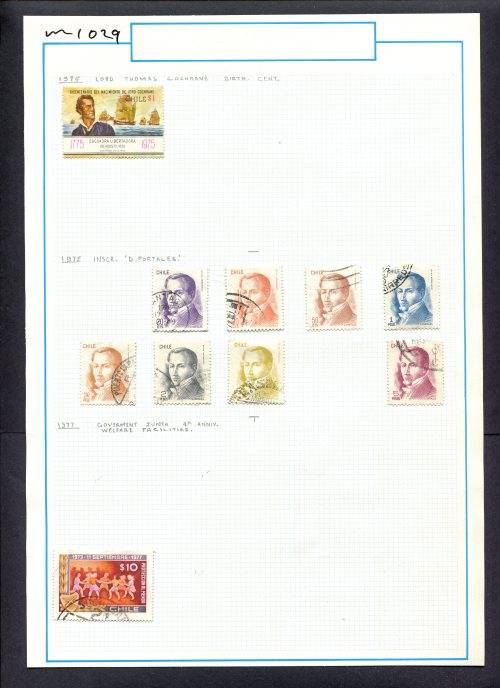 Chile - 10 Stamps Mounted On Old Album Page