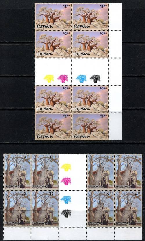 Botswana - Baobabs In Botswana - Set of 4 Gutters/Control Blocks of 8 - 2022 - MNH