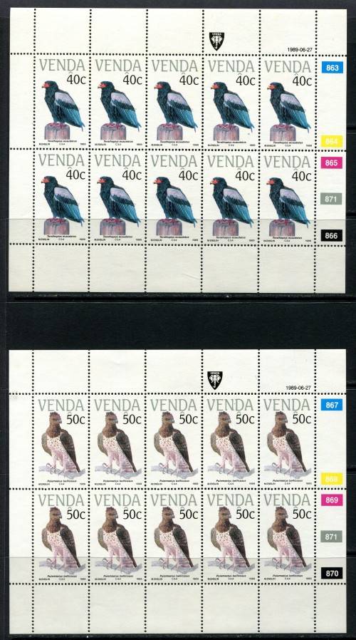 Venda - Birds - Set of 4 Full Sheets of 10 - 1989 - MNH - Some Very Light Toning