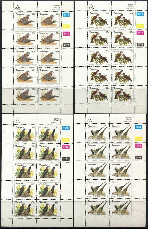 Transkei - Birds - Set of 4 Full Sheets of 10 -1993 -  MNH