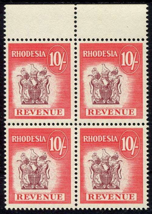 Rhodesia - Revenue - Block of 4 - 1966 - MNH