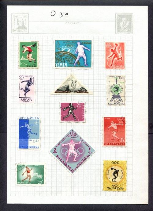 Sport - 12 Stamps Mounted(Hinged) on Album Page