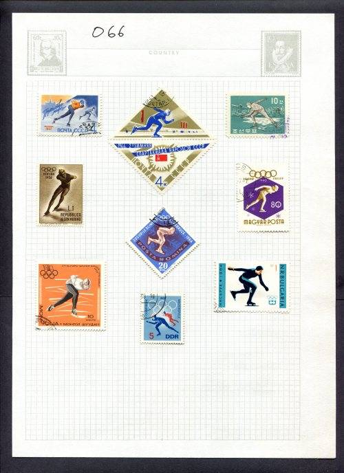 Sport - 9 Stamps Mounted(Hinged) on Album Page