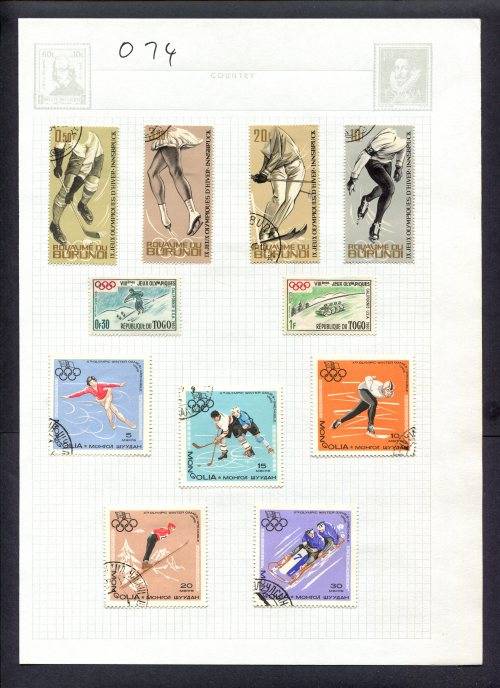 Sport - 11 Stamps Mounted(Hinged) on Album Page