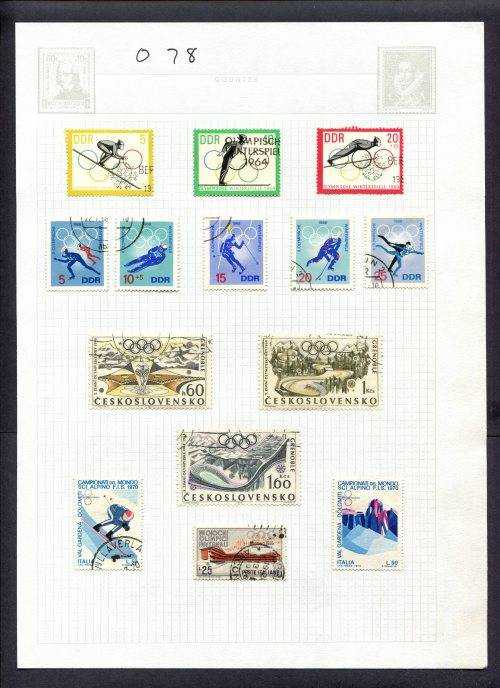 Sport - 14 Stamps Mounted(Hinged) on Album Page