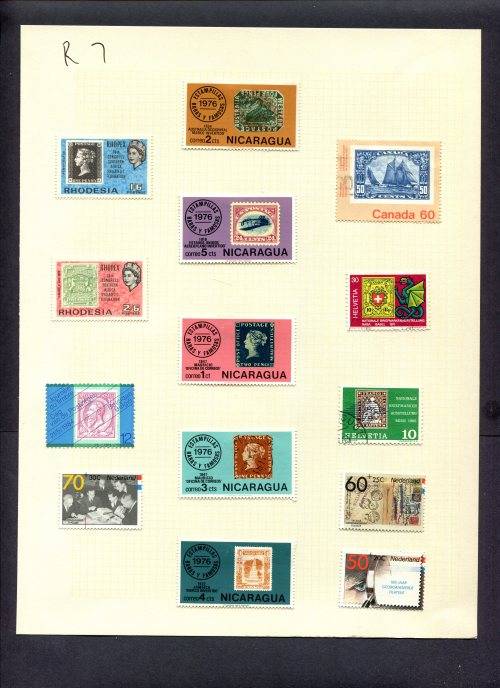 Stamps on Stamps - 14 Stamps Mounted(Hinged) on Album Page