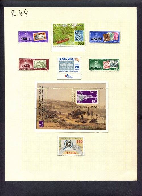Stamps on Stamps - 7 Stamps + 1 Miniature Sheet Mounted(Hinged) on Album Page