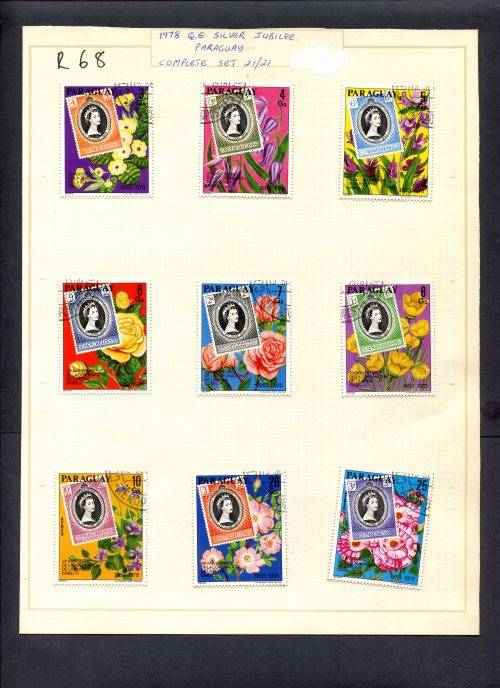 Stamps on Stamps - 9 Stamps Mounted(Hinged) on Album Page
