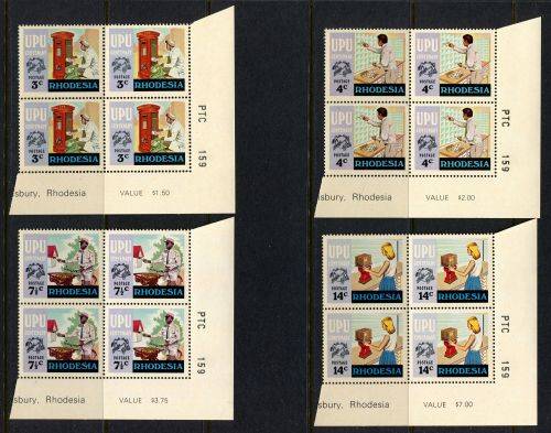 Rhodesia - Set of 4 PTC Blocks of 4 - 1974 - MNH