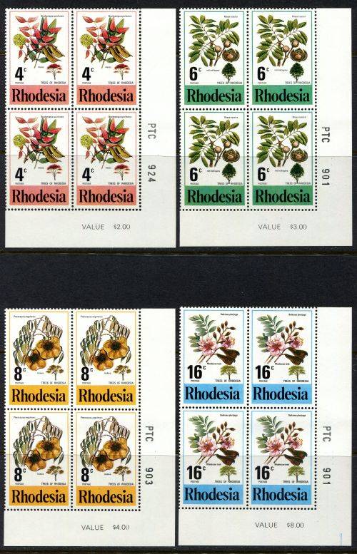 Rhodesia - Set of 4 PTC Blocks of 4 - 1976 - MNH