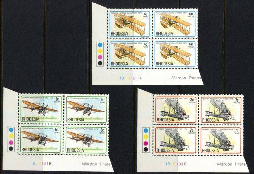 Rhodesia - Set of 6 Control Blocks of 4 1B - 1978 - MNH