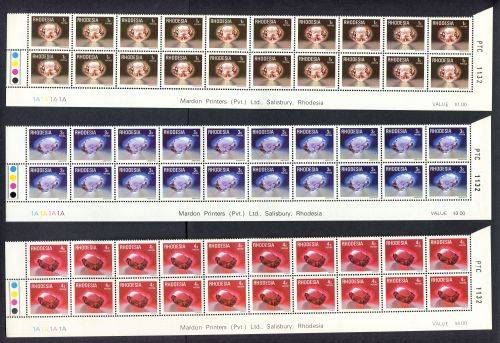 Rhodesia - Set of 15 Double Bottom Rows 1A Original Printing - 1978 - MNH