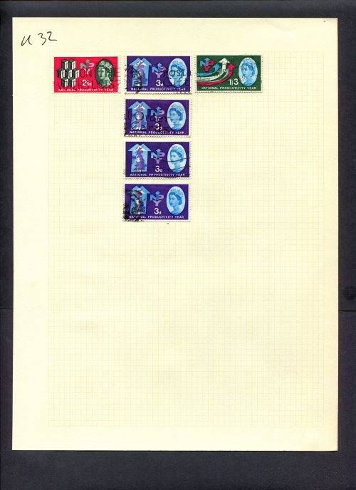 Great Britain - 6 Stamps Mounted (Hinged) On Album Page